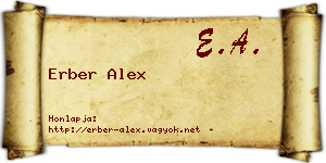 Erber Alex névjegykártya